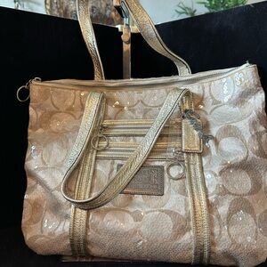 Coach Poppy Special Edition Signature Sequin Tote Bag.  Pristine Condition